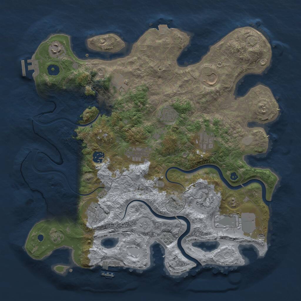 Rust Map: Procedural Map, Size: 3850, Seed: 25431582, 17 Monuments