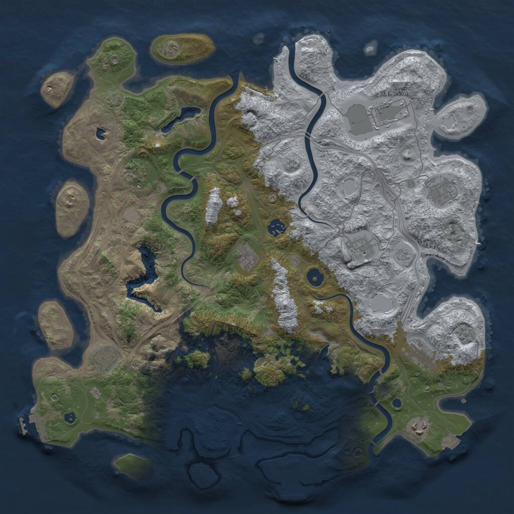 Rust Map: Procedural Map, Size: 4500, Seed: 1906185140, 16 Monuments
