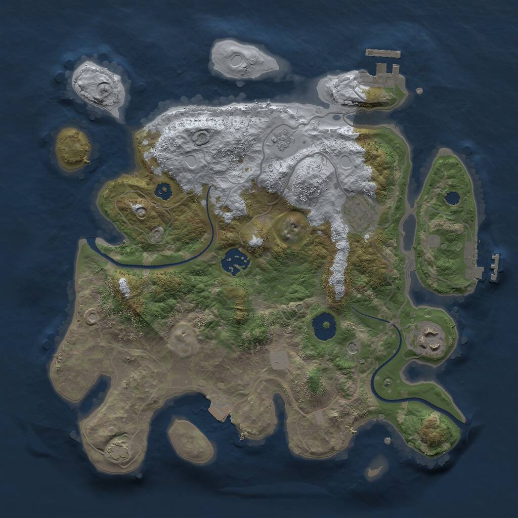 Rust Map: Procedural Map, Size: 3000, Seed: 1458774803, 9 Monuments