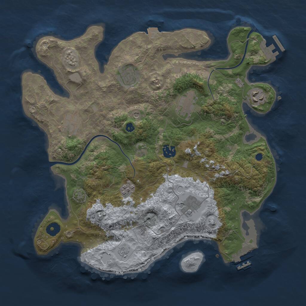 Rust Map: Procedural Map, Size: 3400, Seed: 2025, 13 Monuments