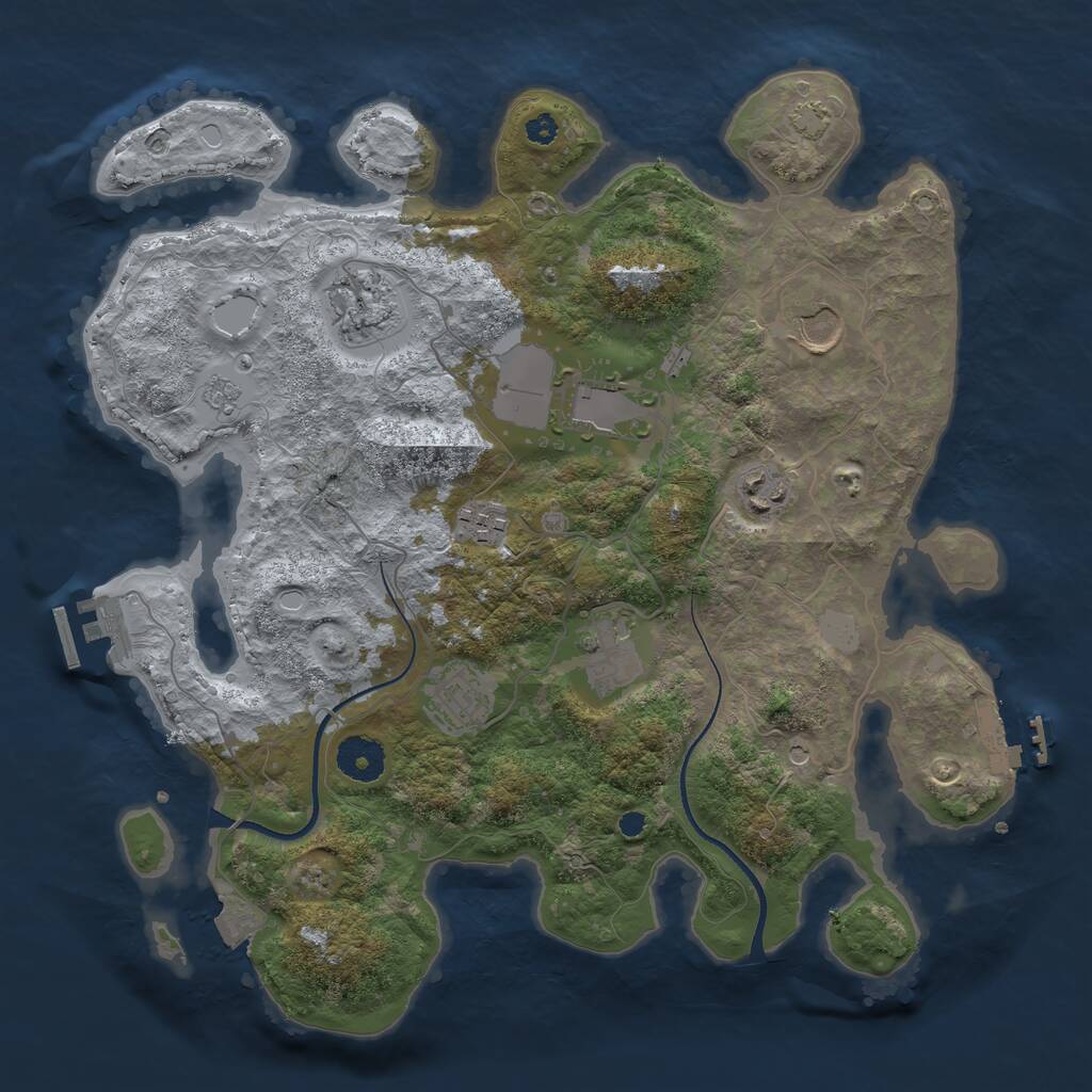 Rust Map: Procedural Map, Size: 3500, Seed: 585830740, 13 Monuments