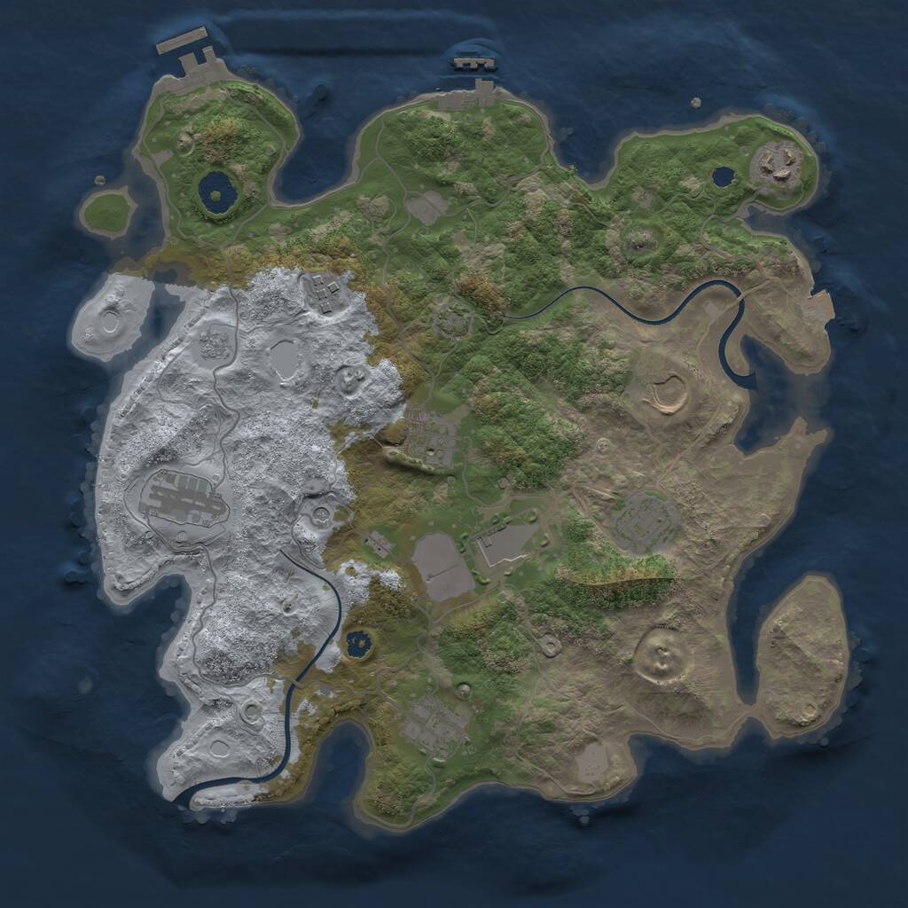 Rust Map: Procedural Map, Size: 3500, Seed: 410810440, 14 Monuments