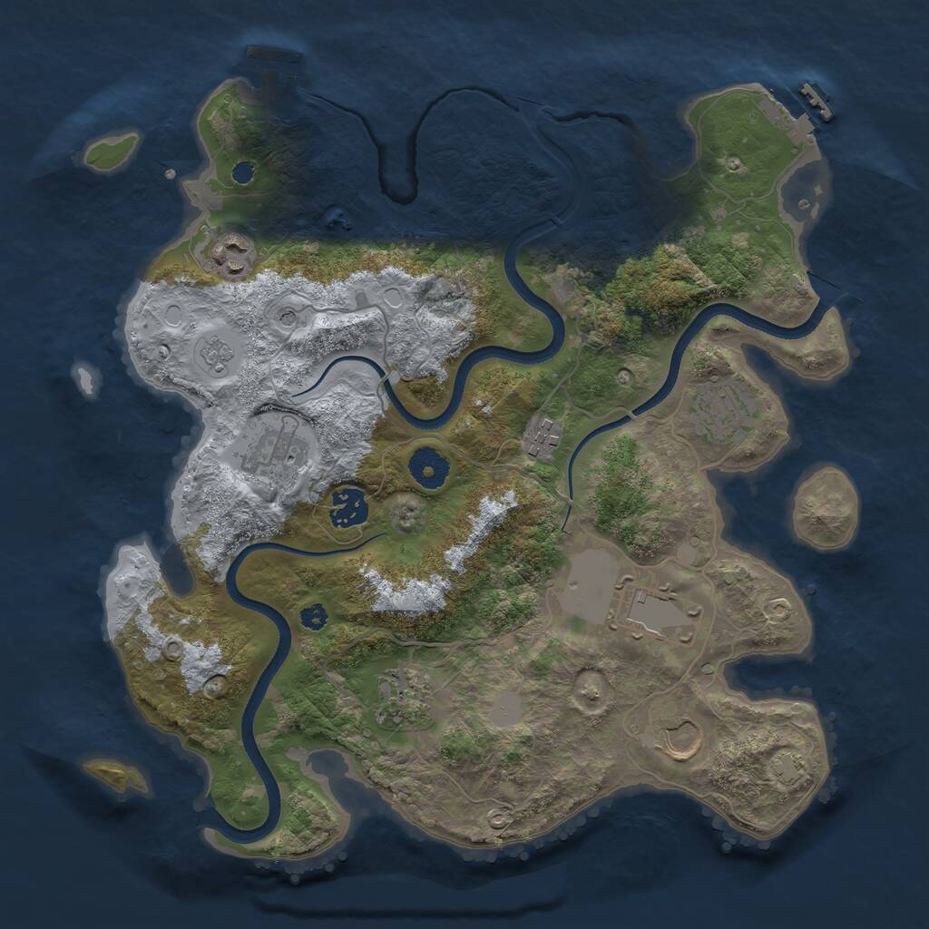 Rust Map: Procedural Map, Size: 3500, Seed: 677367877, 14 Monuments