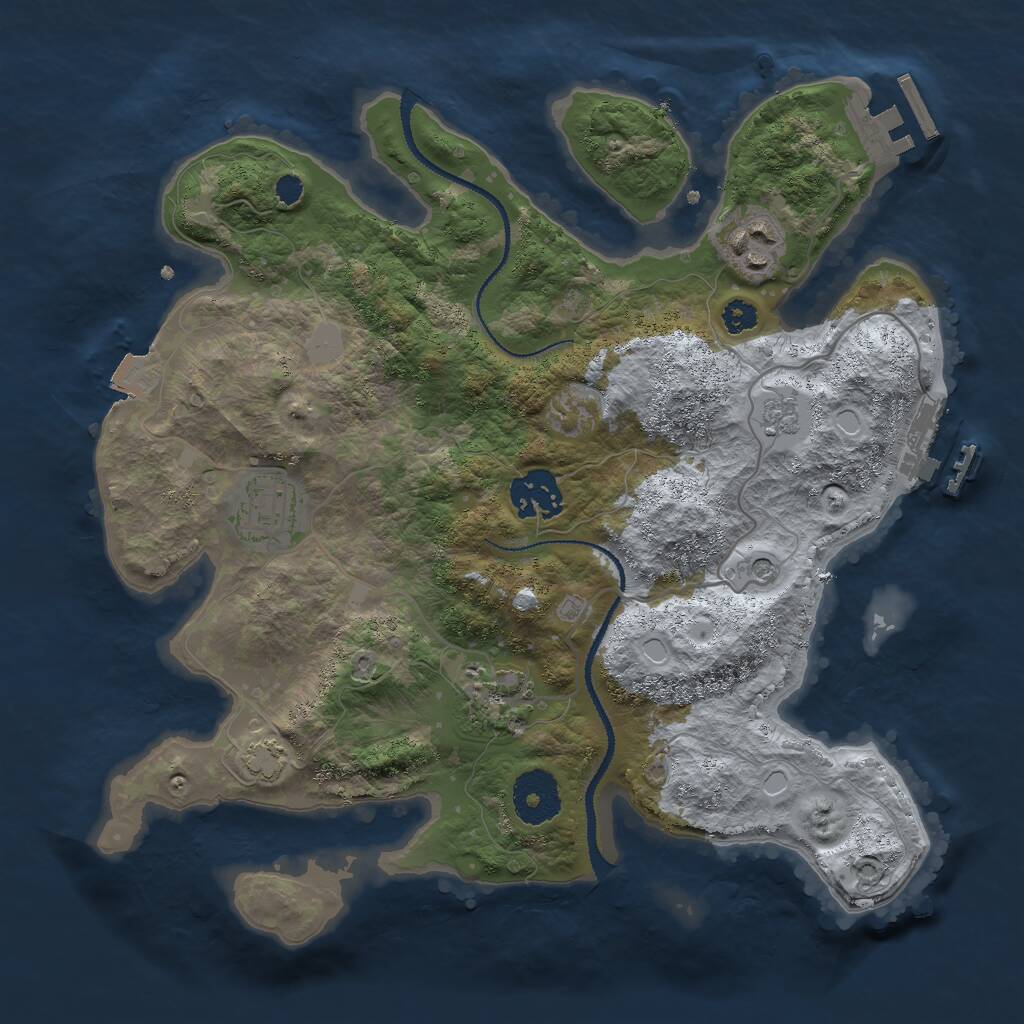 Rust Map: Procedural Map, Size: 3000, Seed: 345345433, 10 Monuments