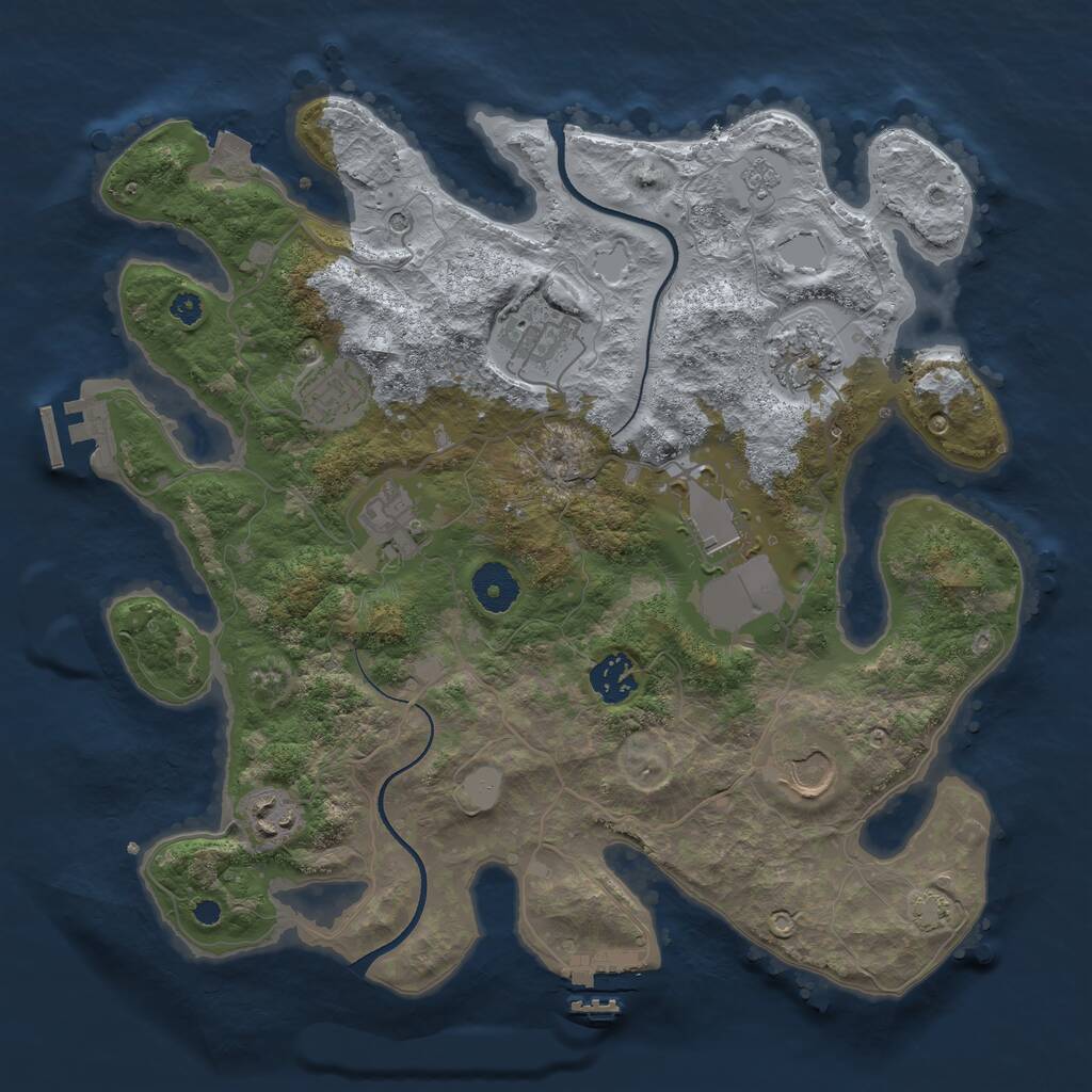 Rust Map: Procedural Map, Size: 3500, Seed: 2060563951, 14 Monuments