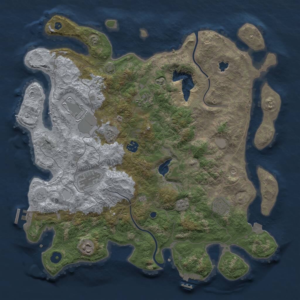 Rust Map: Procedural Map, Size: 4000, Seed: 391197580, 13 Monuments
