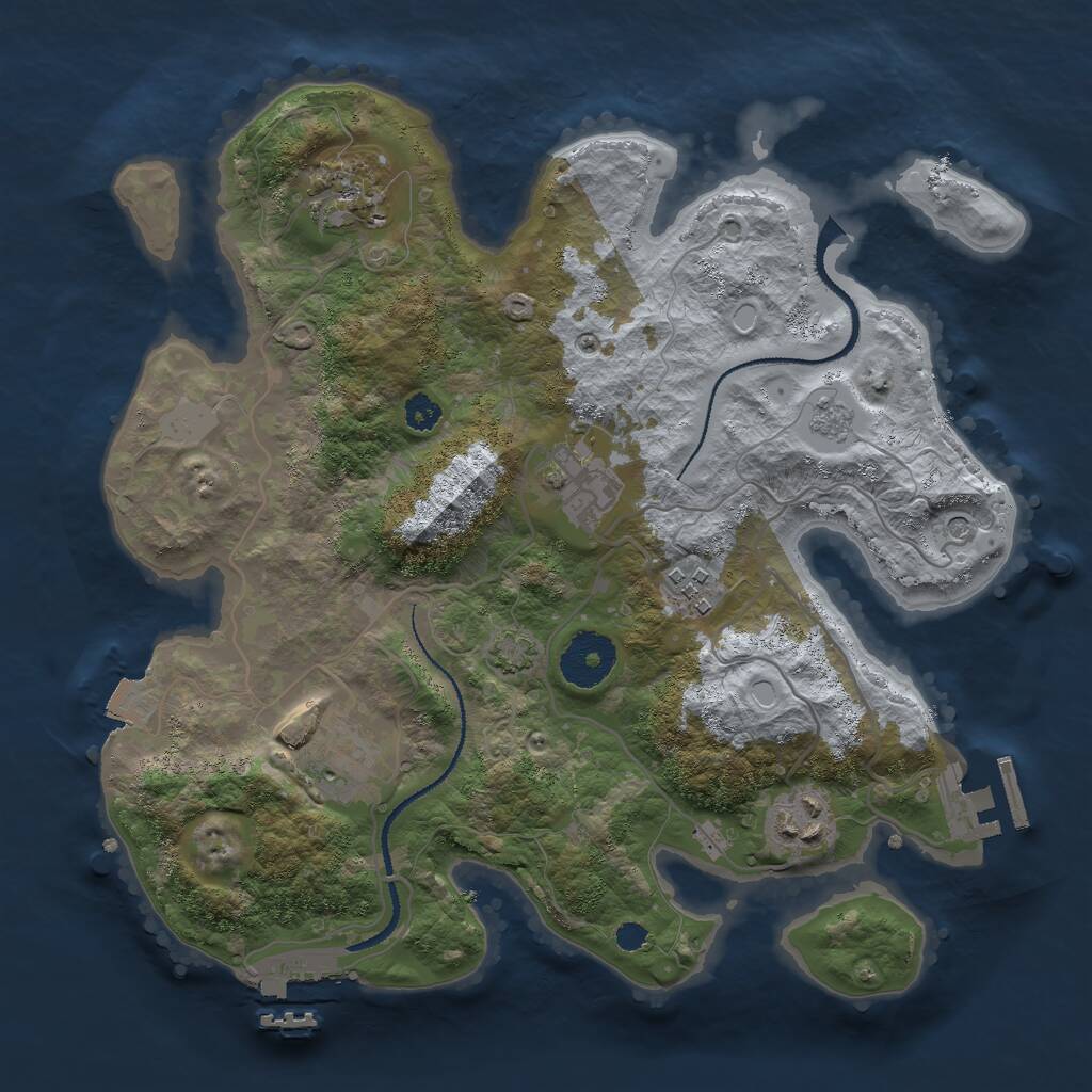Rust Map: Procedural Map, Size: 3000, Seed: 1108422621, 11 Monuments
