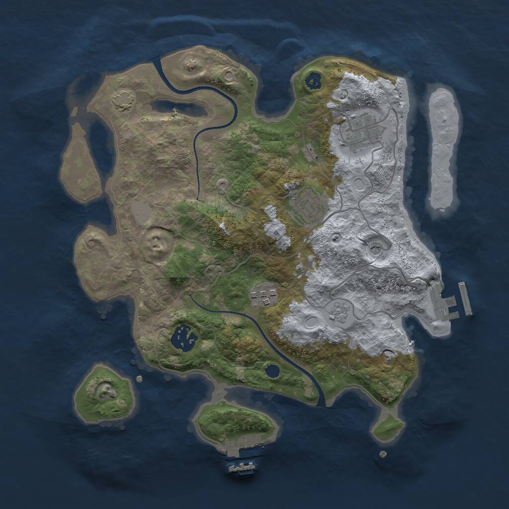 Rust Map: Procedural Map, Size: 3000, Seed: 15591912, 10 Monuments