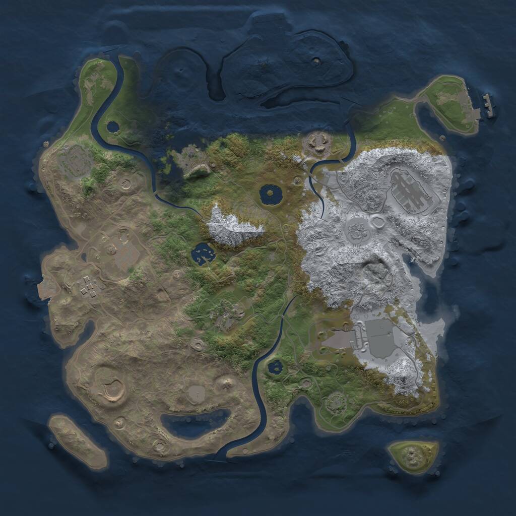 Rust Map: Procedural Map, Size: 3500, Seed: 1325491227, 16 Monuments