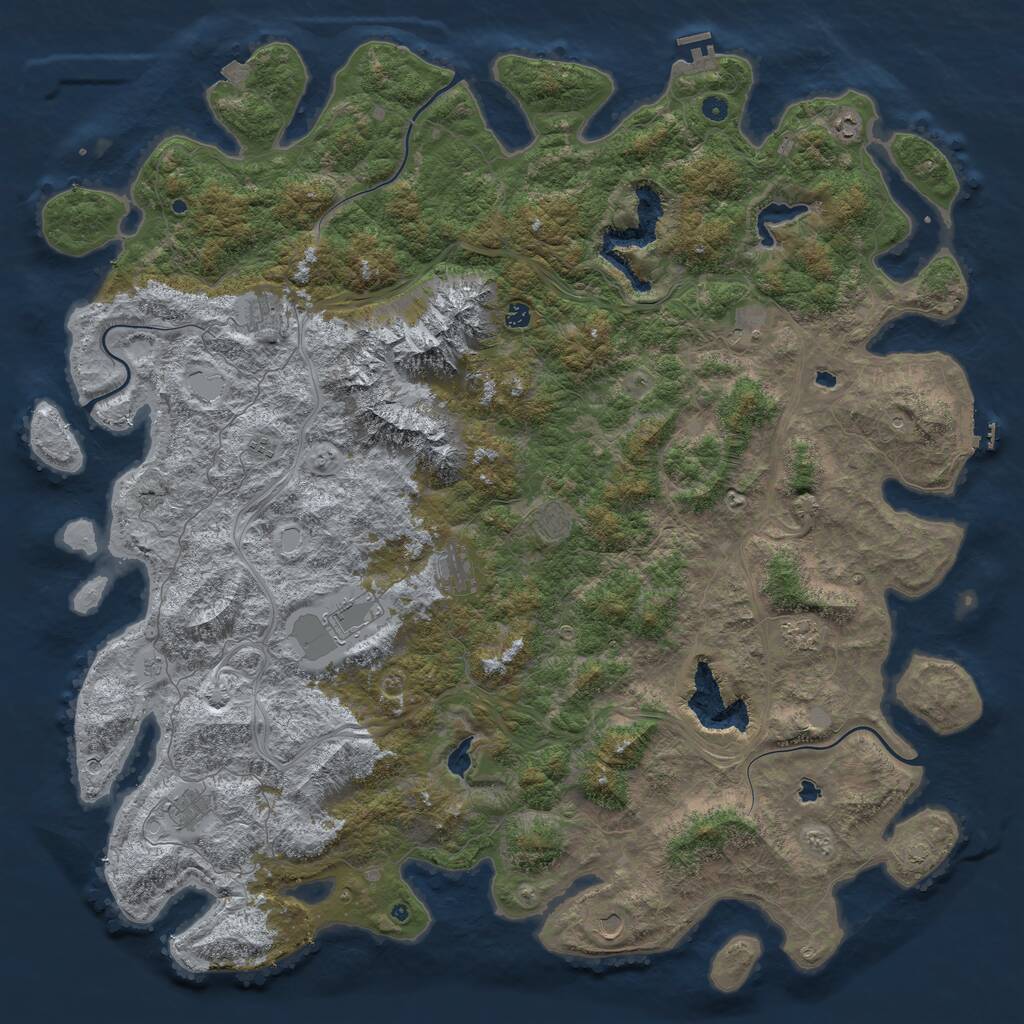 Rust Map: Procedural Map, Size: 6000, Seed: 17143236, 17 Monuments