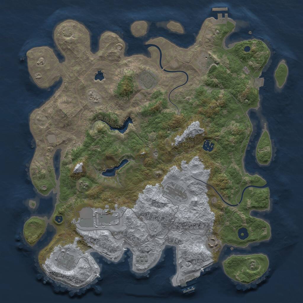 Rust Map: Procedural Map, Size: 4000, Seed: 77502387, 14 Monuments