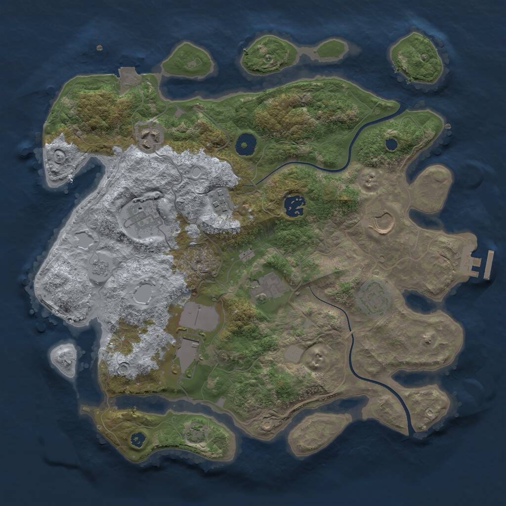 Rust Map: Procedural Map, Size: 3500, Seed: 367091419, 12 Monuments