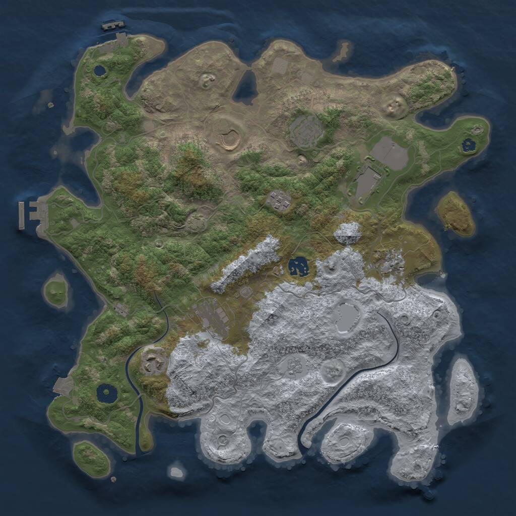 Rust Map: Procedural Map, Size: 3750, Seed: 297015201, 14 Monuments