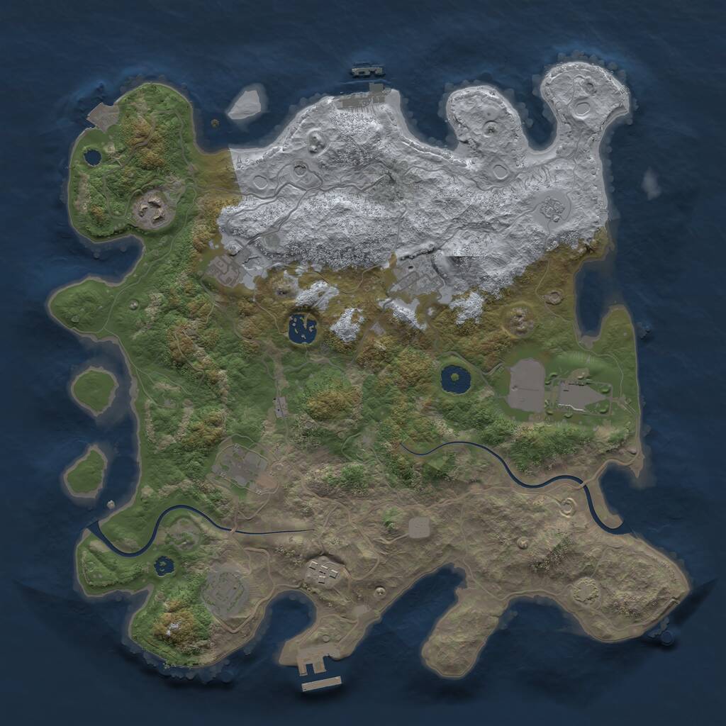 Rust Map: Procedural Map, Size: 3700, Seed: 601043677, 14 Monuments