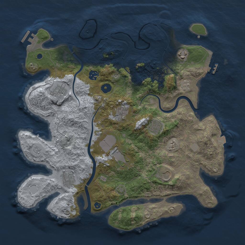 Rust Map: Procedural Map, Size: 3750, Seed: 616576407, 15 Monuments