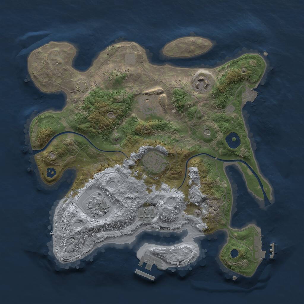 Rust Map: Procedural Map, Size: 3000, Seed: 124576453, 10 Monuments