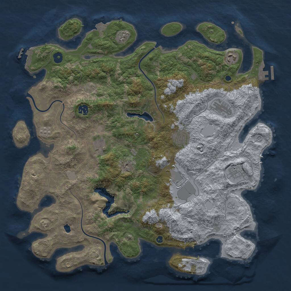 Rust Map: Procedural Map, Size: 4242, Seed: 60481965, 14 Monuments