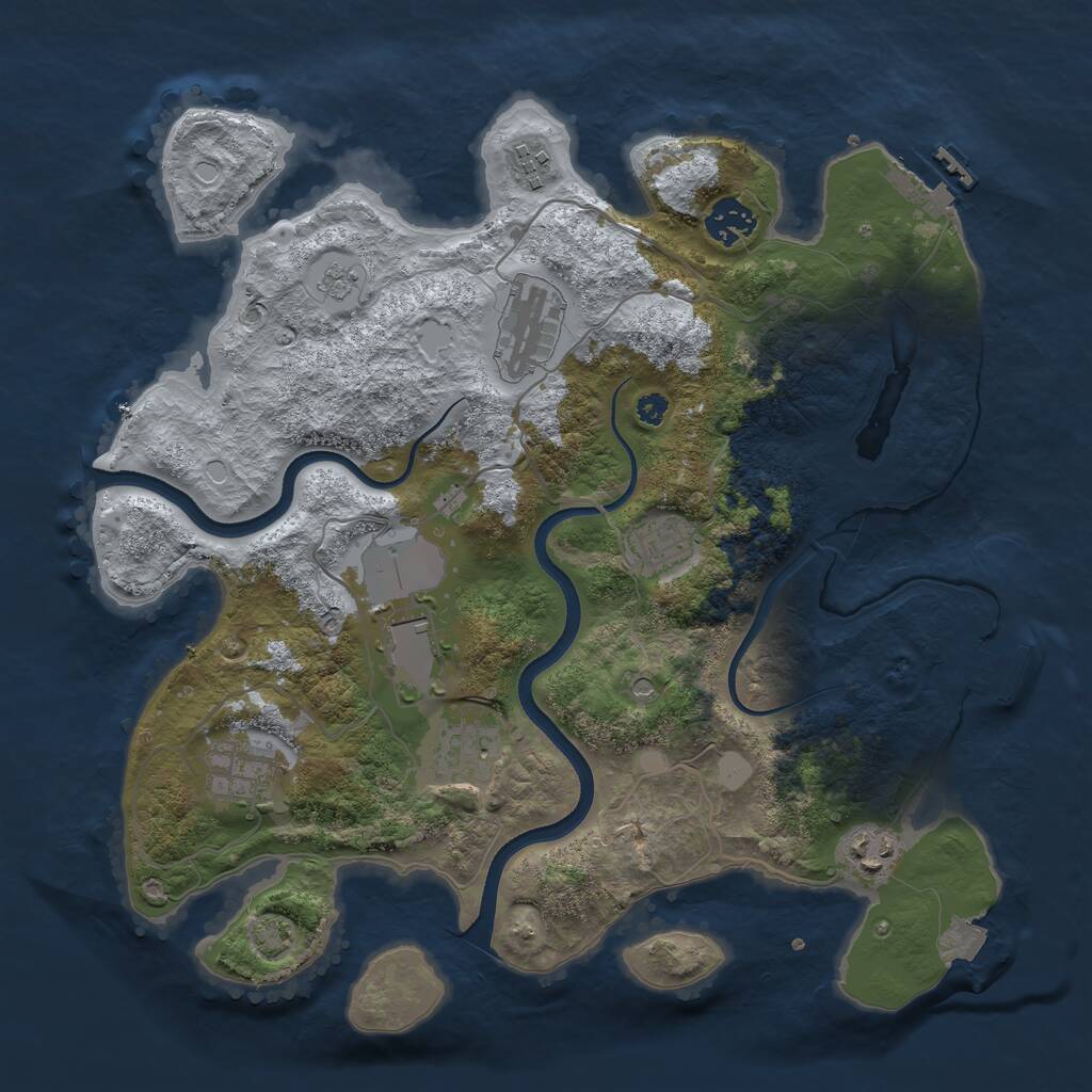 Rust Map: Procedural Map, Size: 3500, Seed: 1465252067, 14 Monuments