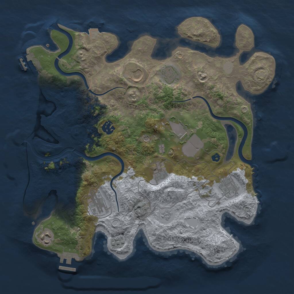 Rust Map: Procedural Map, Size: 3500, Seed: 1254956378, 15 Monuments