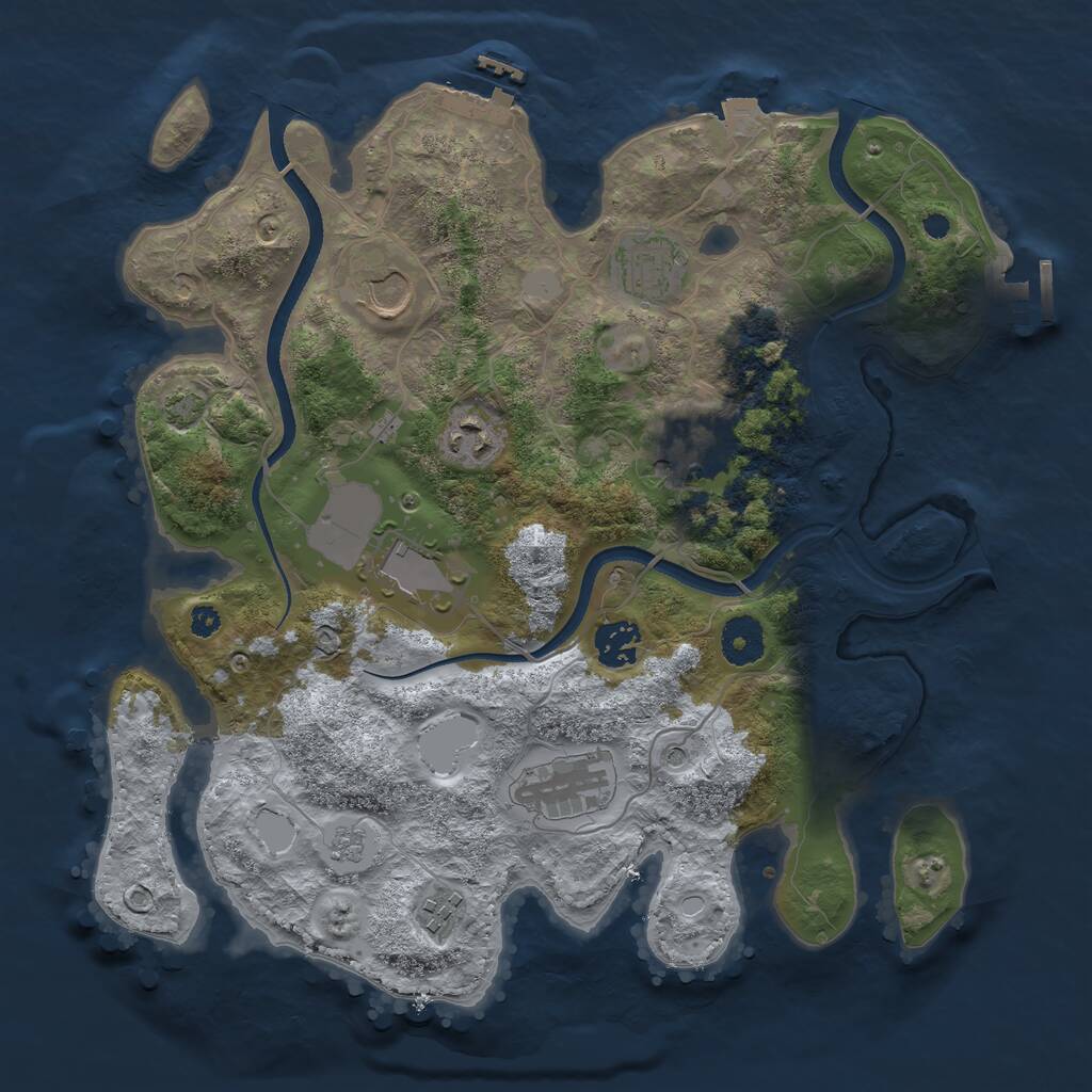 Rust Map: Procedural Map, Size: 3500, Seed: 23101948, 14 Monuments