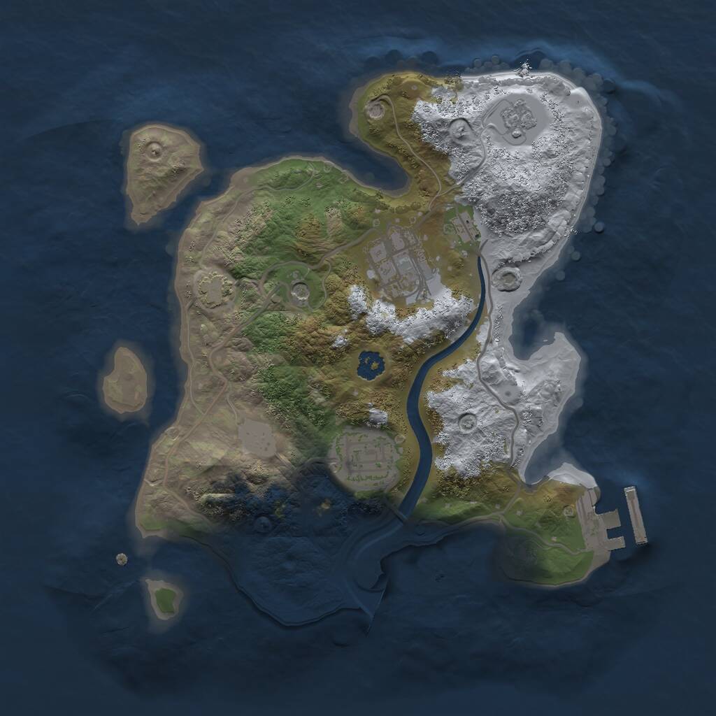 Rust Map: Procedural Map, Size: 2500, Seed: 348293325, 7 Monuments