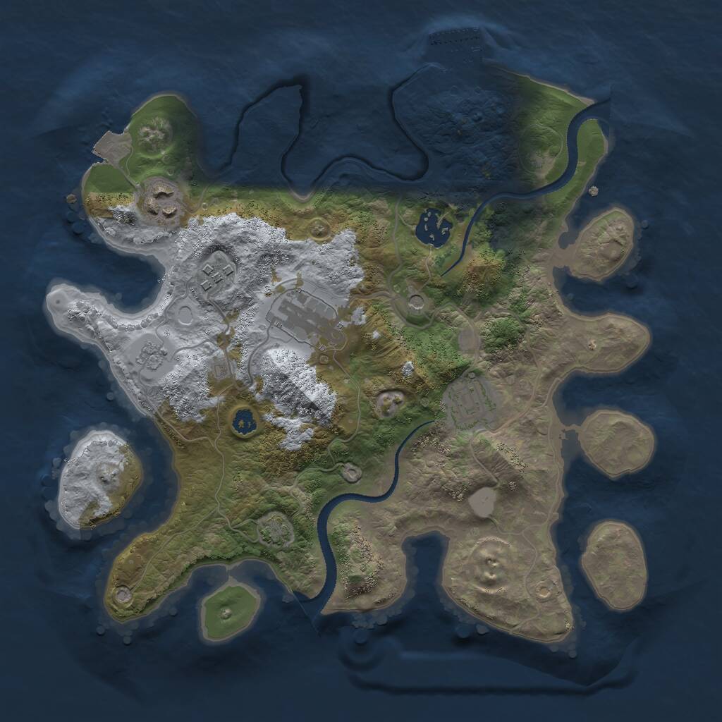 Rust Map: Procedural Map, Size: 3000, Seed: 1250703577, 10 Monuments