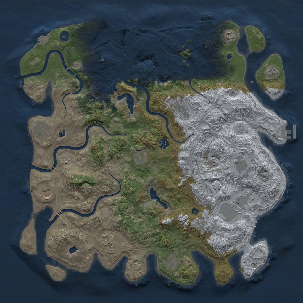 Rust Map: Procedural Map, Size: 4500, Seed: 1620982473, 17 Monuments
