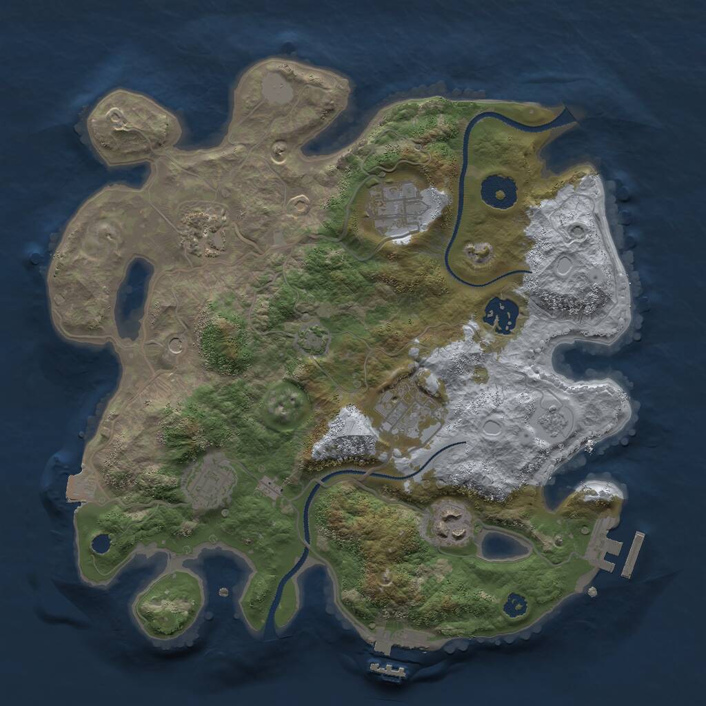 Rust Map: Procedural Map, Size: 3000, Seed: 64844, 12 Monuments
