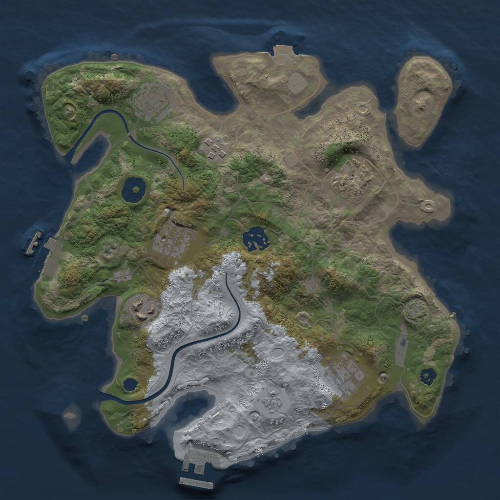Rust Map: Procedural Map, Size: 3000, Seed: 94025, 12 Monuments