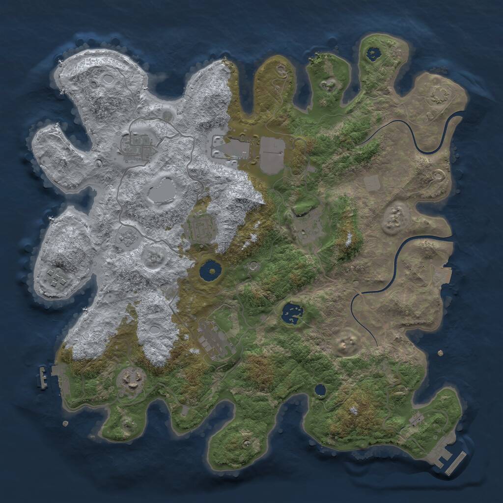 Rust Map: Procedural Map, Size: 3600, Seed: 55014, 14 Monuments