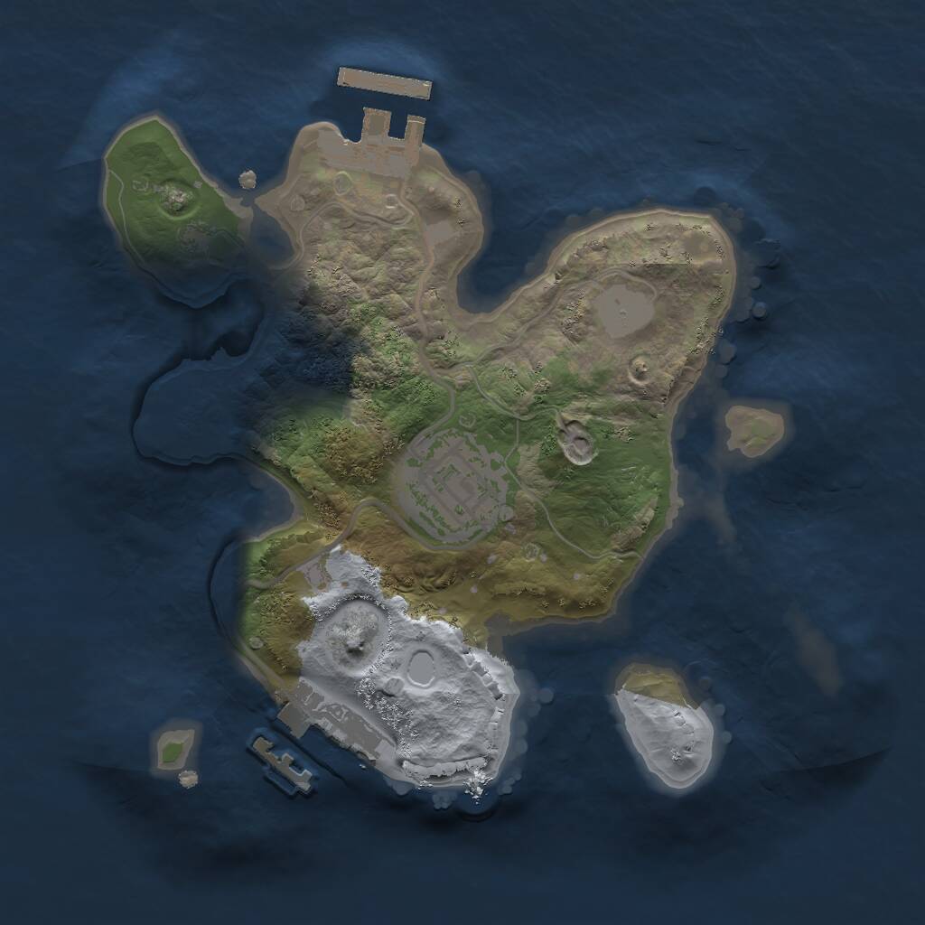 Rust Map: Procedural Map, Size: 2000, Seed: 1888774953, 4 Monuments