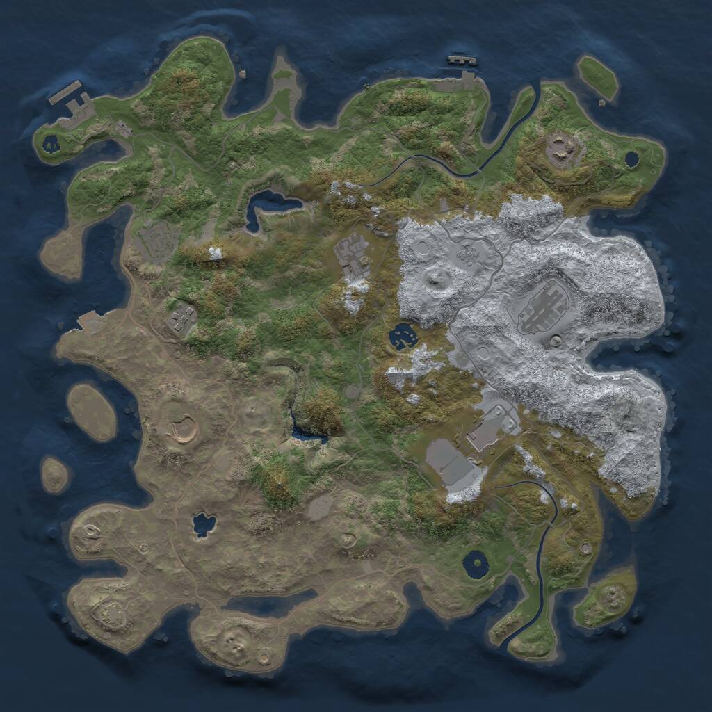 Rust Map: Procedural Map, Size: 4000, Seed: 1009629145, 13 Monuments