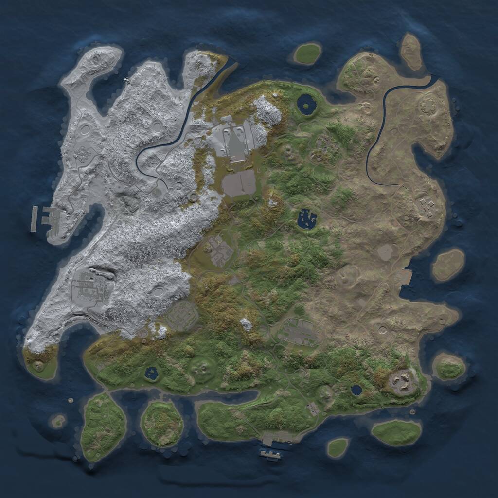 Rust Map: Procedural Map, Size: 3800, Seed: 31607, 15 Monuments