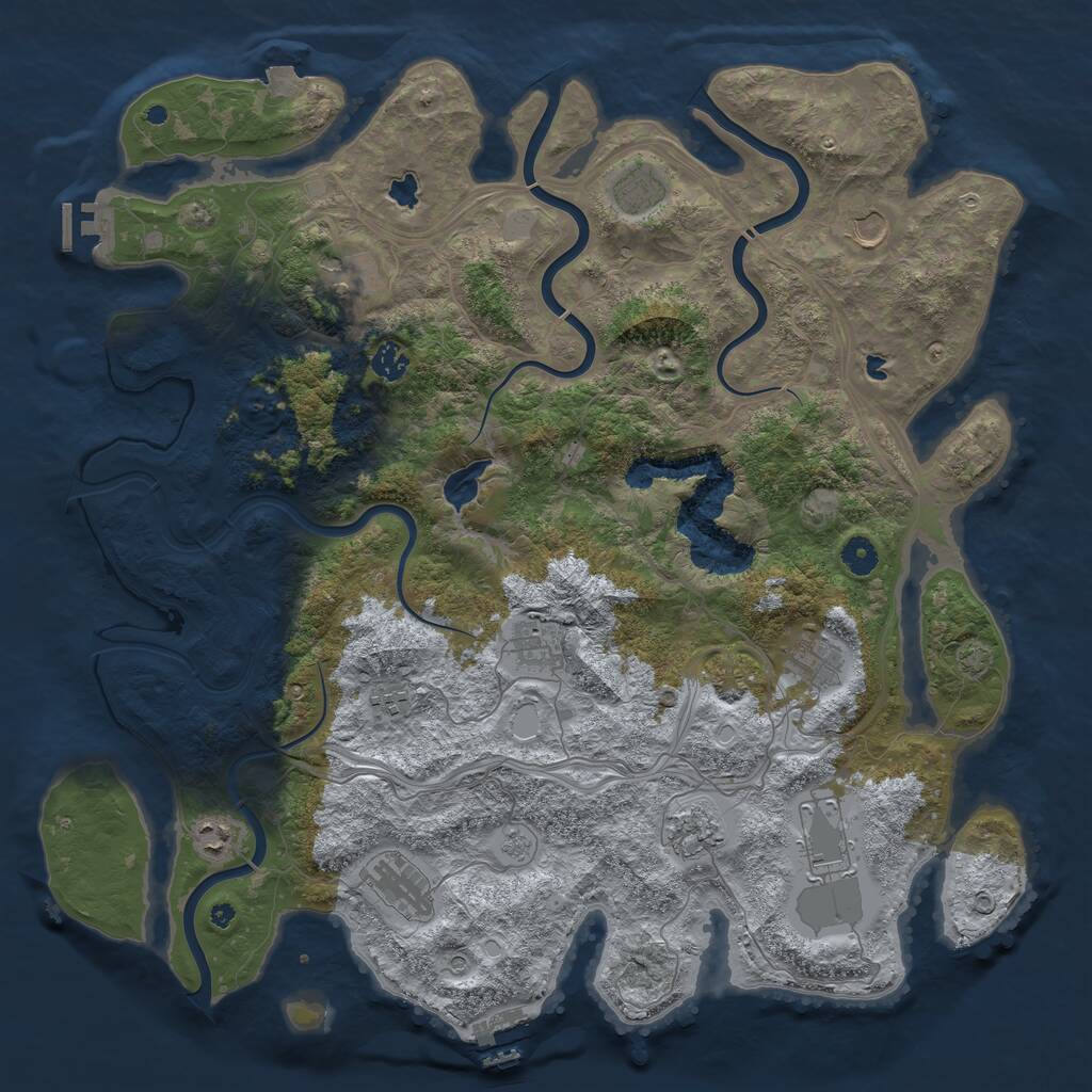 Rust Map: Procedural Map, Size: 4500, Seed: 296009739, 17 Monuments