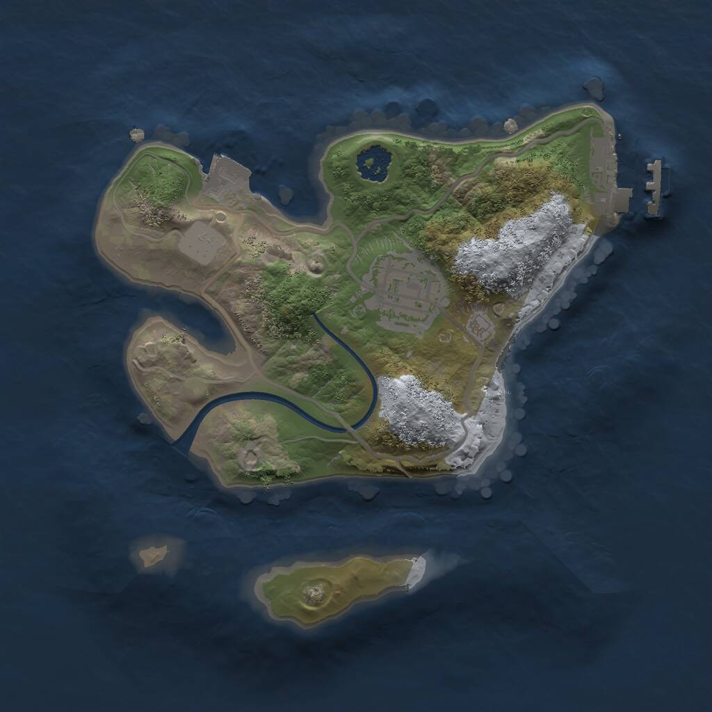 Rust Map: Procedural Map, Size: 2000, Seed: 1677202374, 3 Monuments