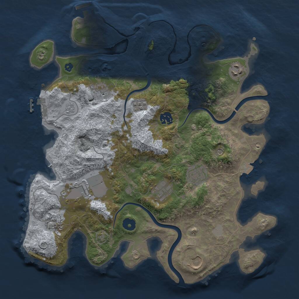 Rust Map: Procedural Map, Size: 3500, Seed: 1079947066, 15 Monuments