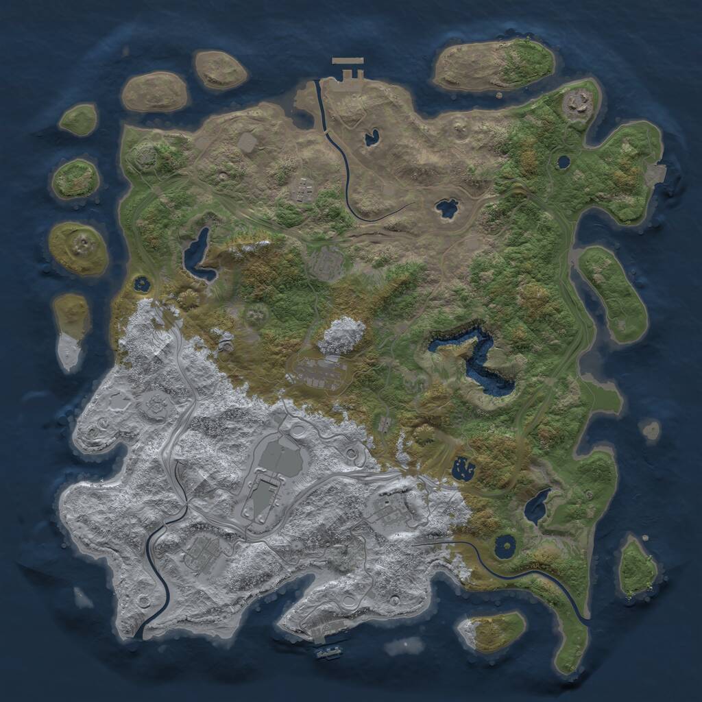 Rust Map: Procedural Map, Size: 4500, Seed: 606232518, 14 Monuments