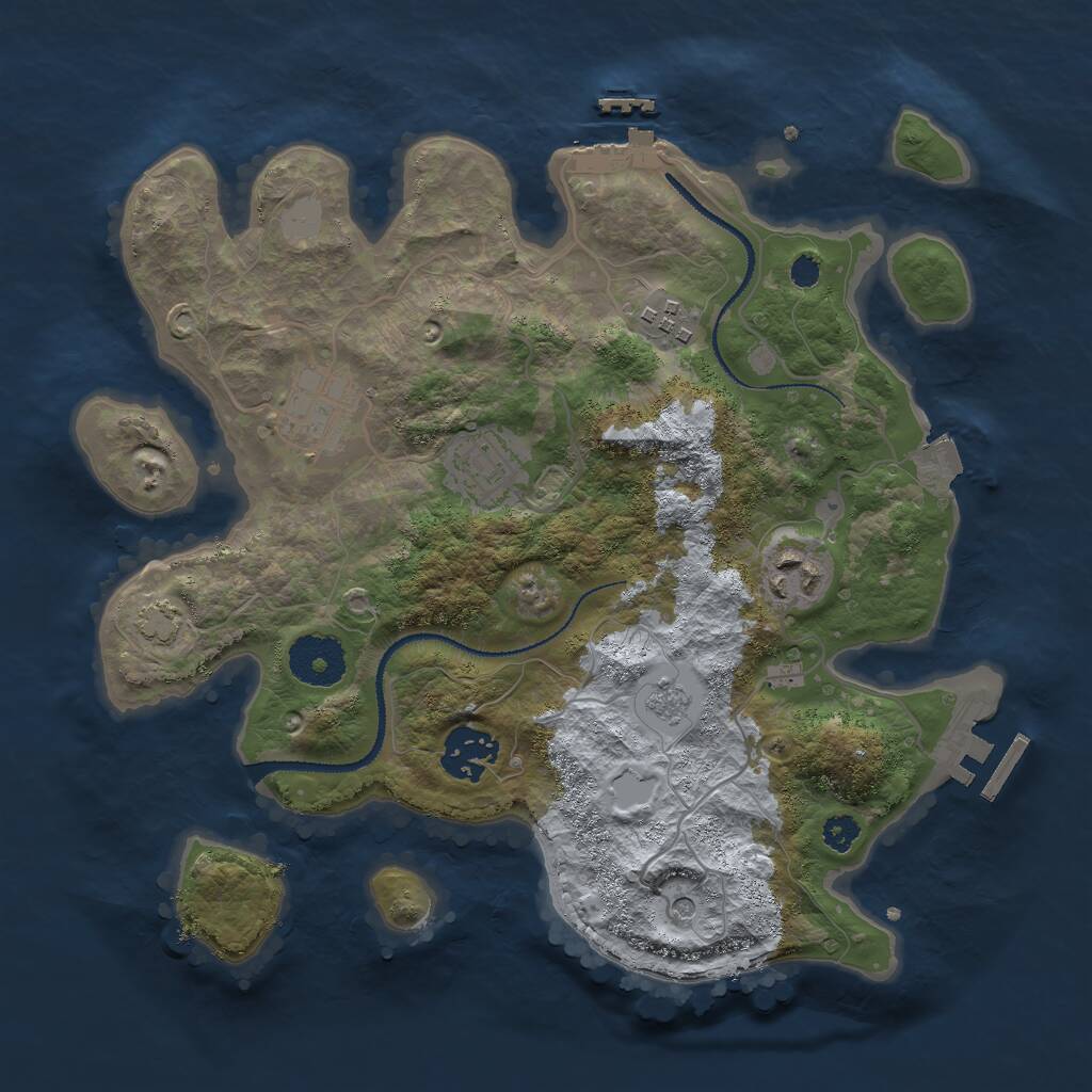 Rust Map: Procedural Map, Size: 3000, Seed: 303030, 11 Monuments