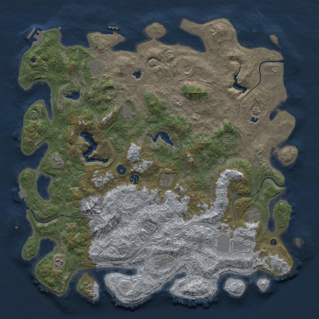 Rust Map: Procedural Map, Size: 5000, Seed: 127864782, 17 Monuments