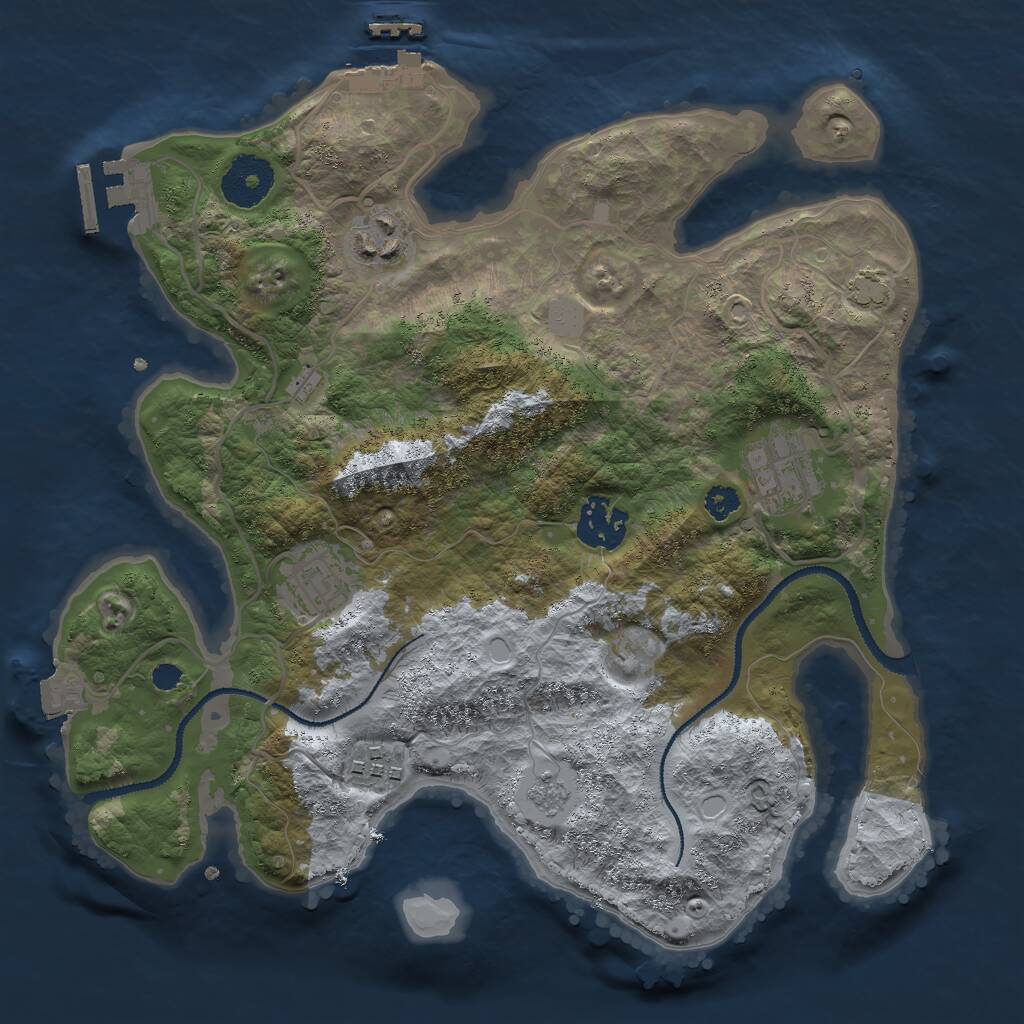 Rust Map: Procedural Map, Size: 3000, Seed: 296009739, 10 Monuments