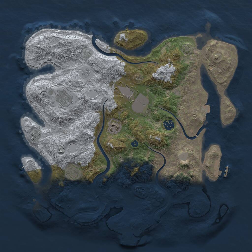 Rust Map: Procedural Map, Size: 3600, Seed: 21503, 12 Monuments