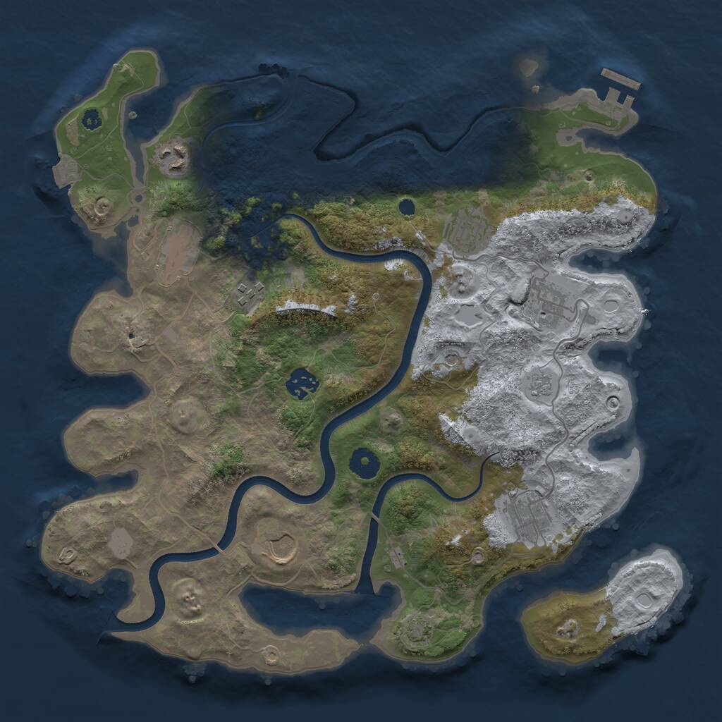 Rust Map: Procedural Map, Size: 3600, Seed: 441967, 13 Monuments