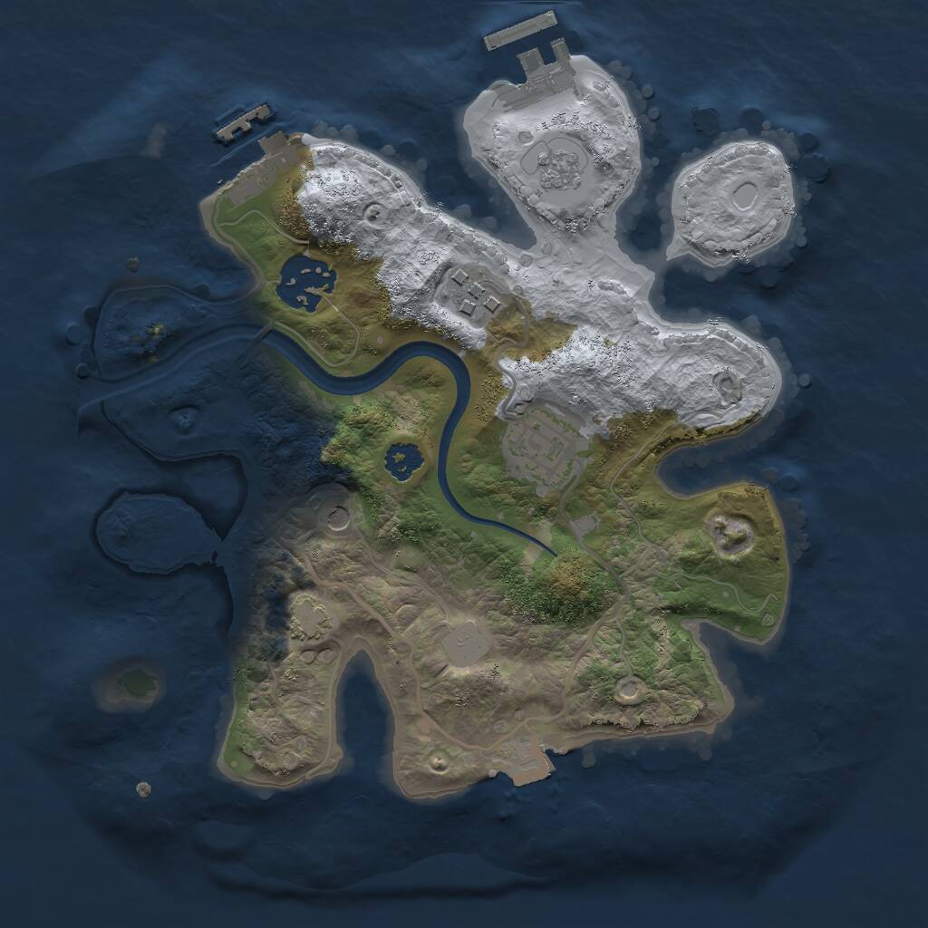 Rust Map: Procedural Map, Size: 2500, Seed: 2610, 9 Monuments