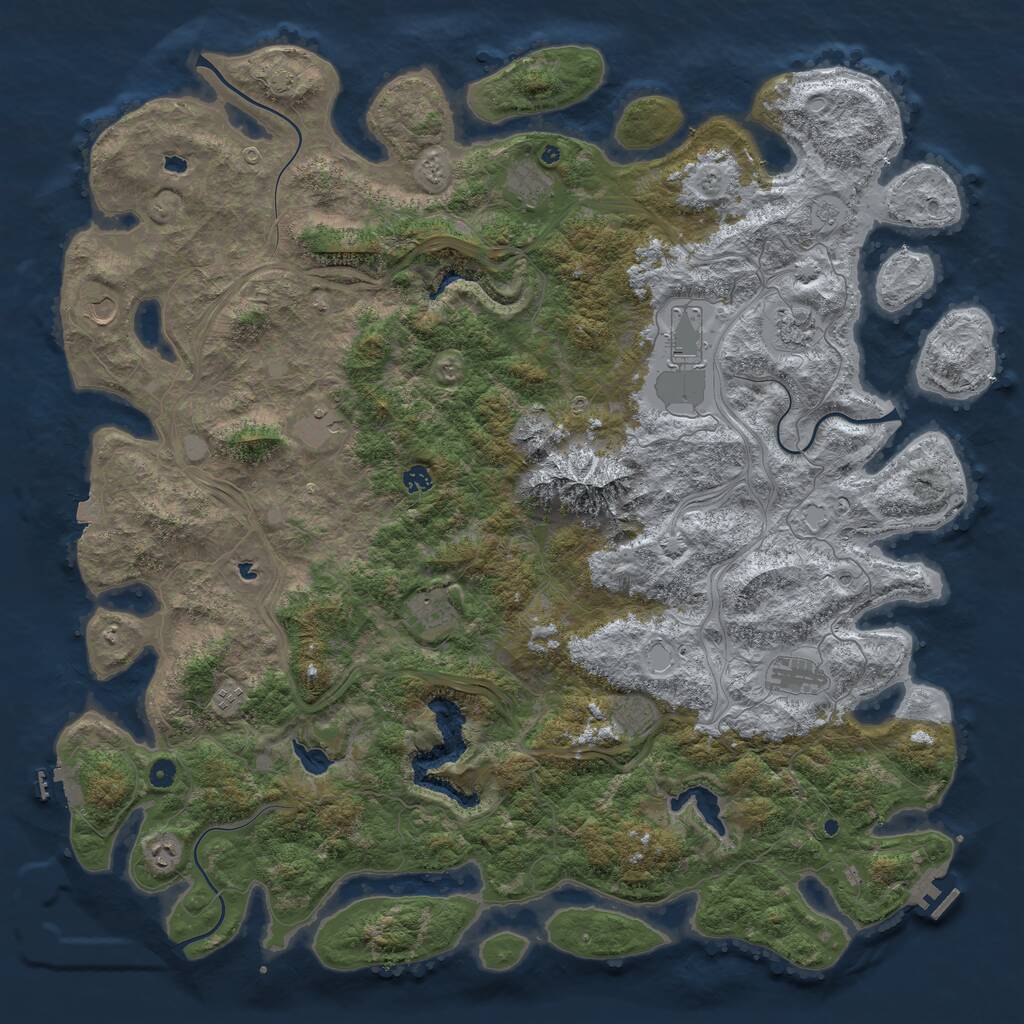 Rust Map: Procedural Map, Size: 5500, Seed: 6037, 17 Monuments
