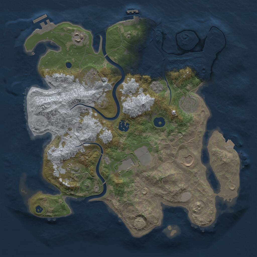 Rust Map: Procedural Map, Size: 3500, Seed: 256005876, 14 Monuments