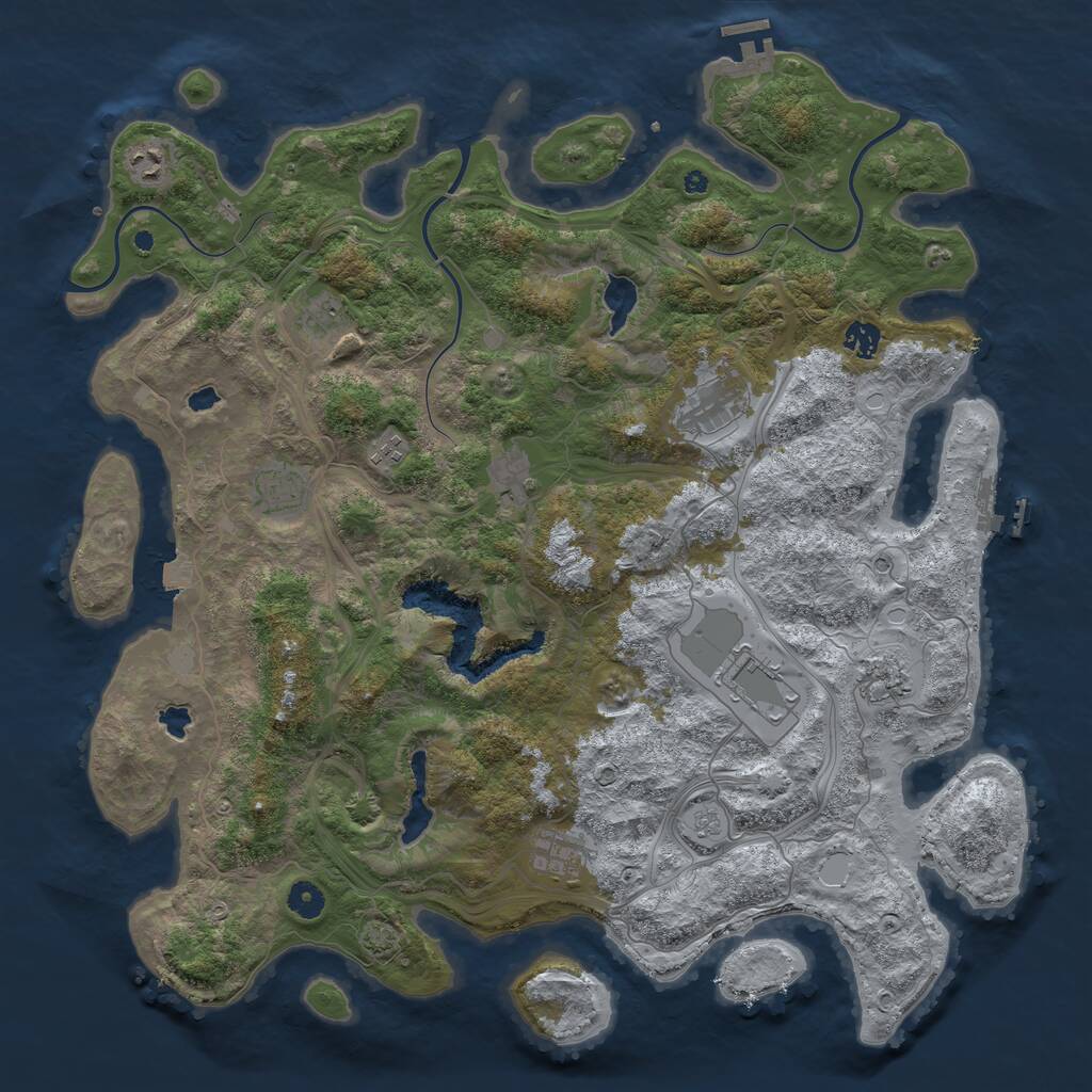 Rust Map: Procedural Map, Size: 4500, Seed: 1211711353, 16 Monuments