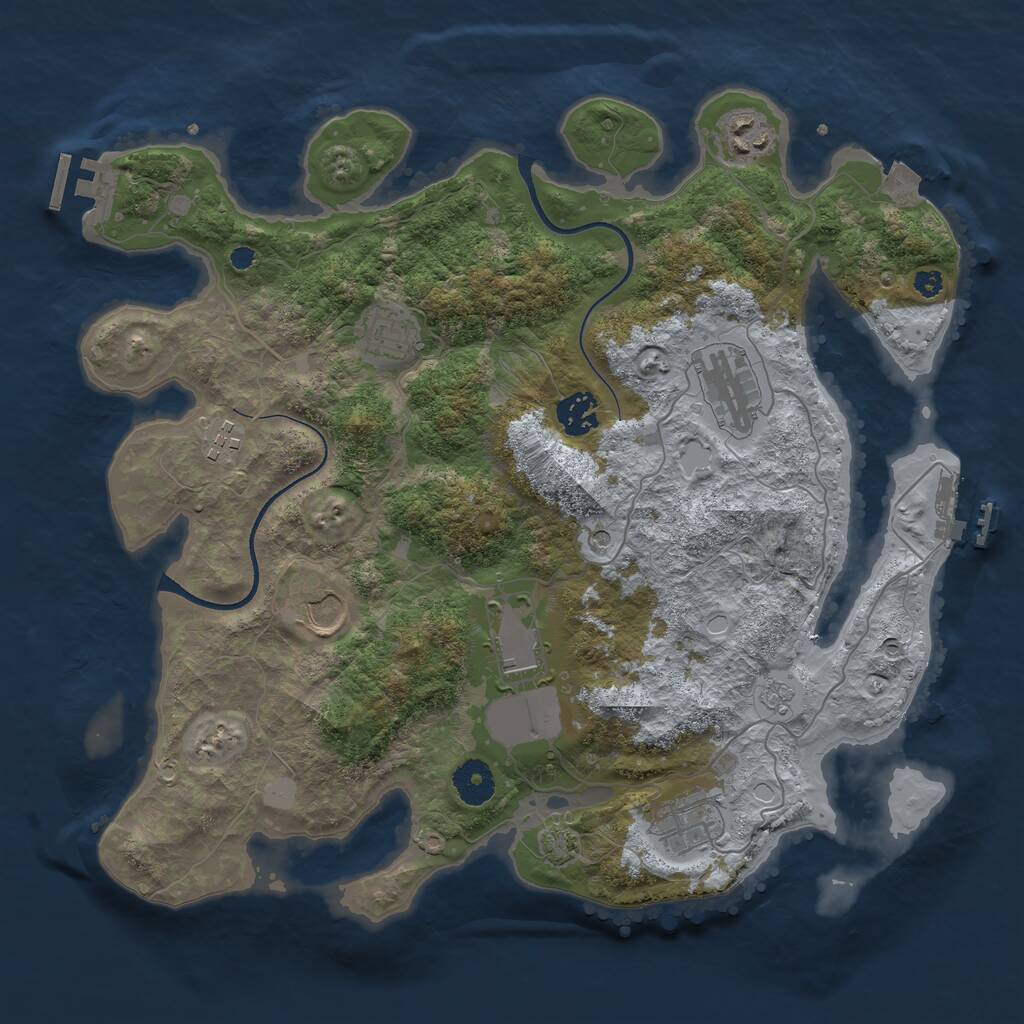 Rust Map: Procedural Map, Size: 3600, Seed: 98210537, 14 Monuments