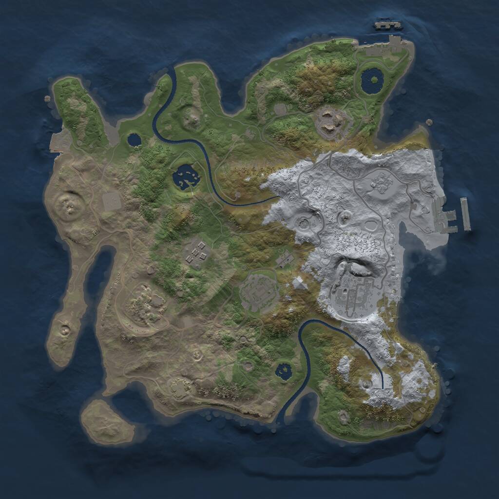 Rust Map: Procedural Map, Size: 3000, Seed: 8458865, 12 Monuments