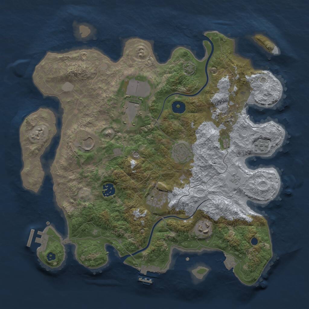 Rust Map: Procedural Map, Size: 3500, Seed: 397341805, 14 Monuments