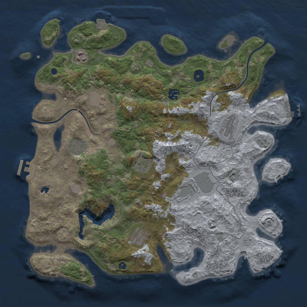 Rust Map: Procedural Map, Size: 4000, Seed: 1274858602, 15 Monuments